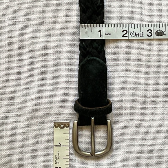 Black Leather Suede Woven Braided Belt Adjustable L:47” NEW - Picture 7 of 12